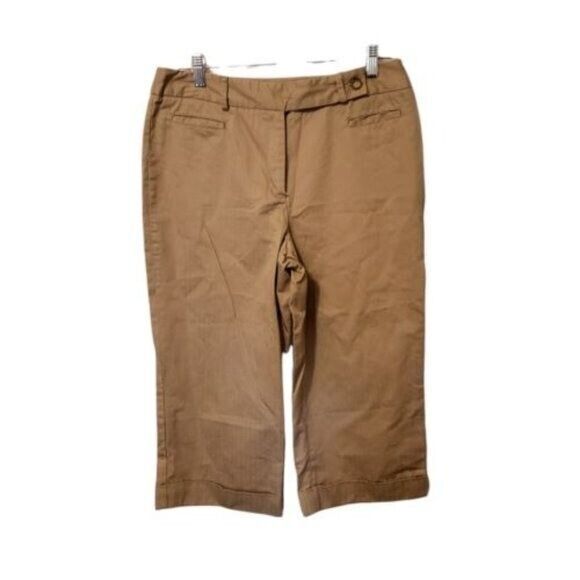 Van Heusen Womens Size 8 Tan  Solid Capri Khaki Pants - Picture 1 of 10